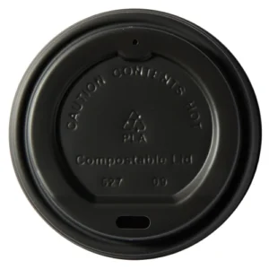 10-20oz Compostable Domed Sip Thru  Lid Black (10 x 100)
